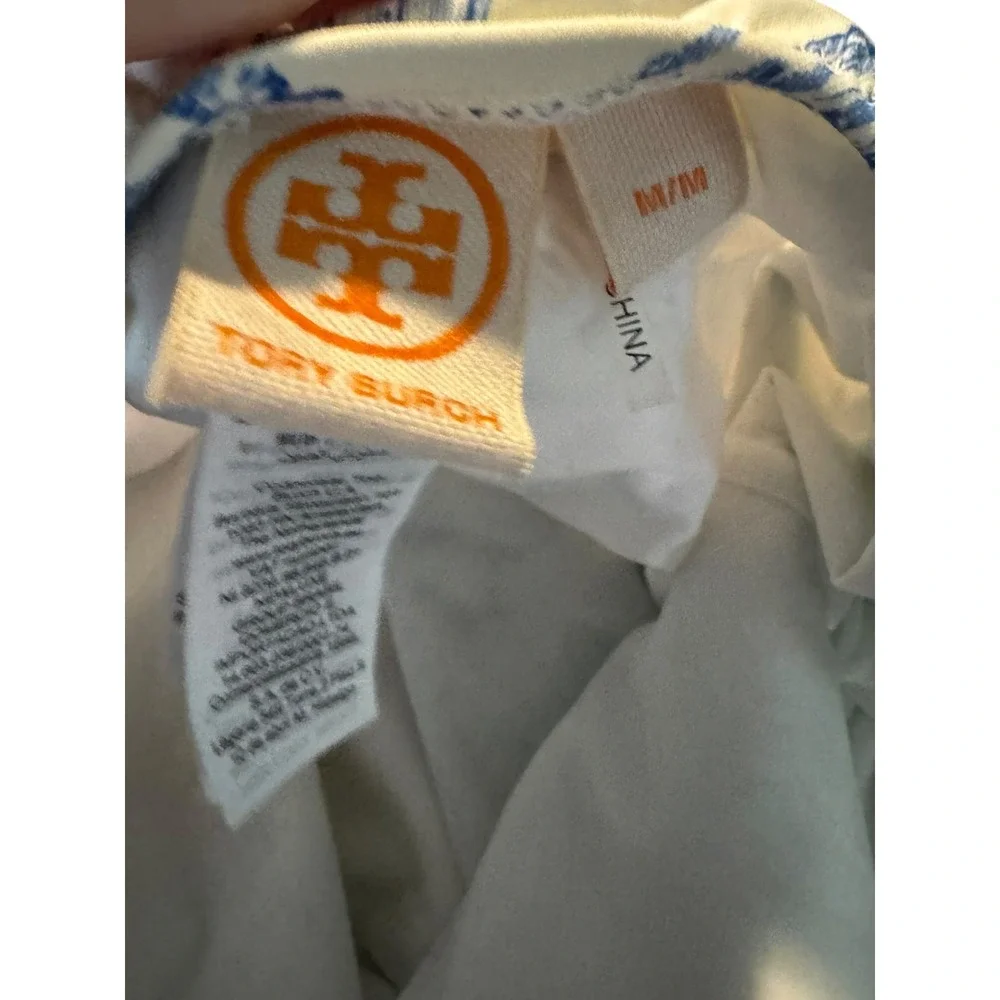 Tory Burch Safari Toile Tie front Plunge Halter One Piece Swimsuit Sz M Animal